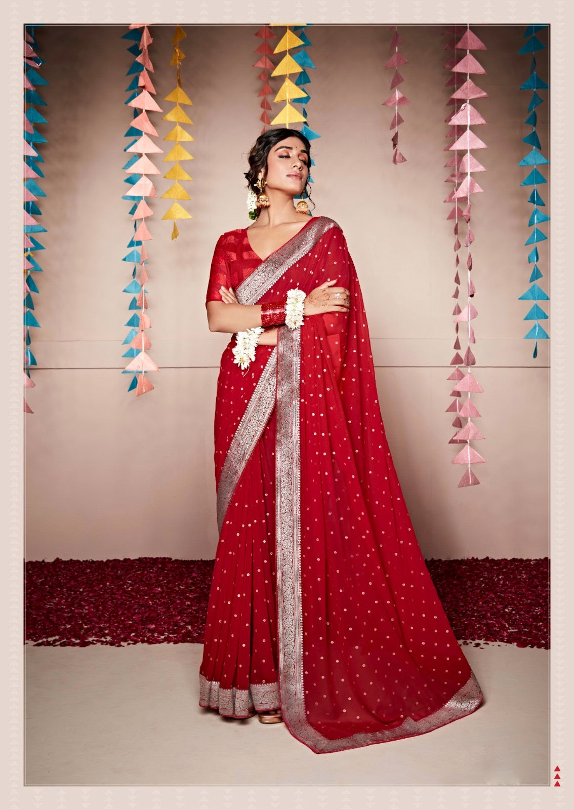 Georgette Fabric Readymade Saree With 2 Blouse Piece