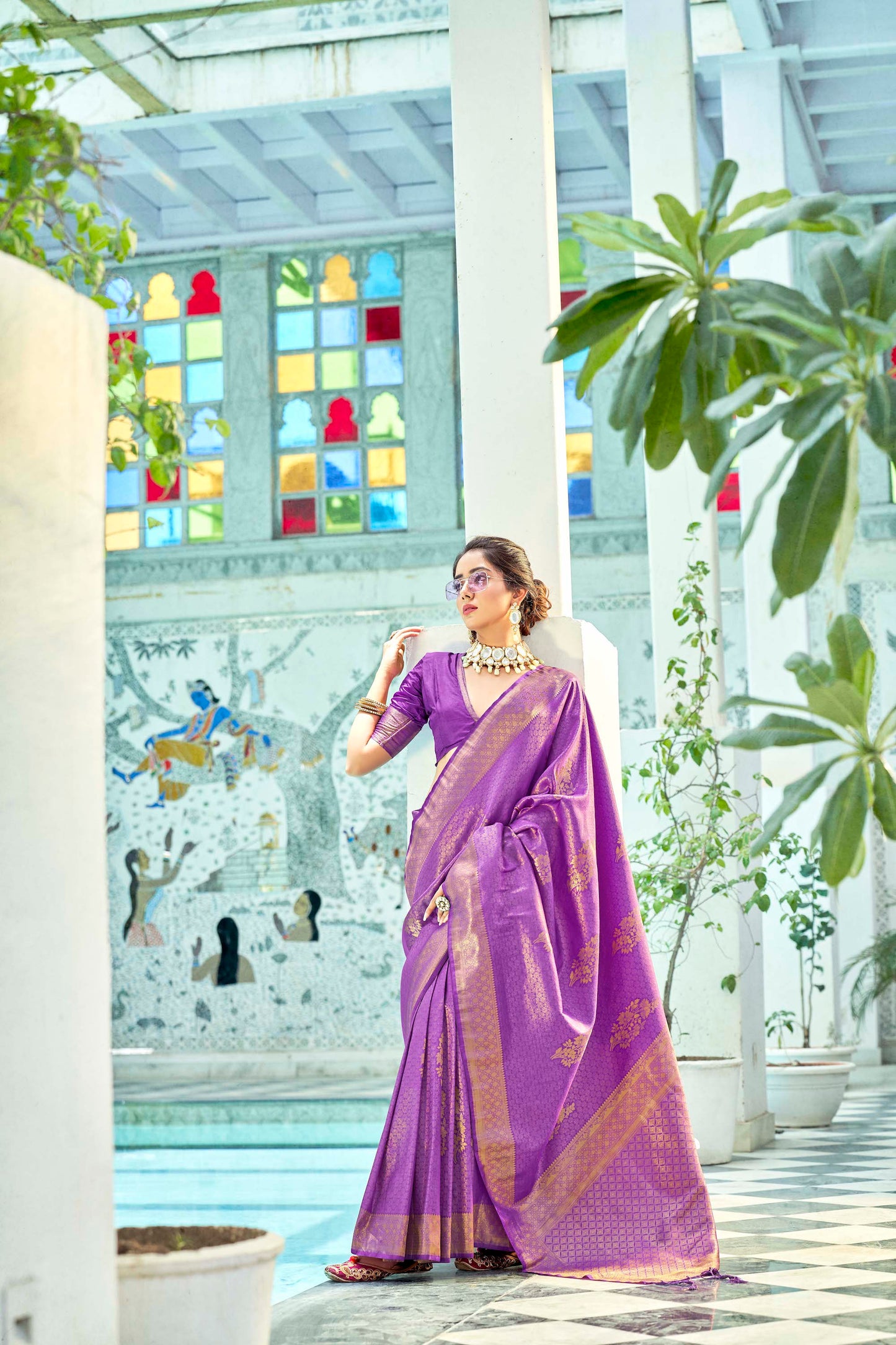 Purple Soft Kanjivaram Silk Saree. - Panaash Saree